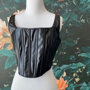 Black leather corset top